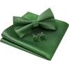 imageHISDERN Bow Ties for Men Solid Mens Bow Tie Pretied Adjustable Bowtie and Pocket Square Cufflinks Set for Wedding Party PromD2emerald Green
