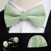 imageHISDERN Bow Ties for Men Solid Mens Bow Tie Pretied Adjustable Bowtie and Pocket Square Cufflinks Set for Wedding Party PromD3 Sage Green