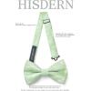 imageHISDERN Bow Ties for Men Solid Mens Bow Tie Pretied Adjustable Bowtie and Pocket Square Cufflinks Set for Wedding Party PromD3 Sage Green