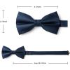 imageHISDERN Bow Ties for Men Solid Mens Bow Tie Pretied Adjustable Bowtie and Pocket Square Cufflinks Set for Wedding Party PromF1navy Blue