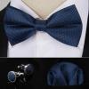 imageHISDERN Bow Ties for Men Solid Mens Bow Tie Pretied Adjustable Bowtie and Pocket Square Cufflinks Set for Wedding Party PromF1navy Blue