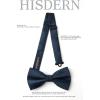 imageHISDERN Bow Ties for Men Solid Mens Bow Tie Pretied Adjustable Bowtie and Pocket Square Cufflinks Set for Wedding Party PromF1navy Blue