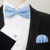 imageHISDERN Bow Ties for Men Solid Mens Bow Tie Pretied Adjustable Bowtie and Pocket Square Cufflinks Set for Wedding Party PromF2light Blue