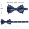 imageHISDERN Bow Ties for Men Solid Mens Bow Tie Pretied Adjustable Bowtie and Pocket Square Cufflinks Set for Wedding Party PromF2navy Blue