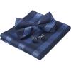 imageHISDERN Bow Ties for Men Solid Mens Bow Tie Pretied Adjustable Bowtie and Pocket Square Cufflinks Set for Wedding Party PromF2navy Blue