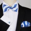 imageHISDERN Bow Ties for Men Solid Mens Bow Tie Pretied Adjustable Bowtie and Pocket Square Cufflinks Set for Wedding Party PromF3white Blue Plaid