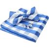 imageHISDERN Bow Ties for Men Solid Mens Bow Tie Pretied Adjustable Bowtie and Pocket Square Cufflinks Set for Wedding Party PromF3white Blue Plaid