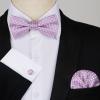 imageHISDERN Bow Ties for Men Solid Mens Bow Tie Pretied Adjustable Bowtie and Pocket Square Cufflinks Set for Wedding Party PromG1lavender