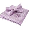 imageHISDERN Bow Ties for Men Solid Mens Bow Tie Pretied Adjustable Bowtie and Pocket Square Cufflinks Set for Wedding Party PromG1lavender