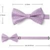 imageHISDERN Bow Ties for Men Solid Mens Bow Tie Pretied Adjustable Bowtie and Pocket Square Cufflinks Set for Wedding Party PromG1lavender