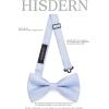 imageHISDERN Bow Ties for Men Solid Mens Bow Tie Pretied Adjustable Bowtie and Pocket Square Cufflinks Set for Wedding Party PromG2 Purple 1