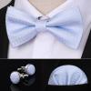 imageHISDERN Bow Ties for Men Solid Mens Bow Tie Pretied Adjustable Bowtie and Pocket Square Cufflinks Set for Wedding Party PromG2 Purple 1