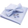 imageHISDERN Bow Ties for Men Solid Mens Bow Tie Pretied Adjustable Bowtie and Pocket Square Cufflinks Set for Wedding Party PromG2 Purple 1