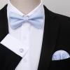 imageHISDERN Bow Ties for Men Solid Mens Bow Tie Pretied Adjustable Bowtie and Pocket Square Cufflinks Set for Wedding Party PromG2 Purple 1