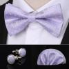 imageHISDERN Bow Ties for Men Solid Mens Bow Tie Pretied Adjustable Bowtie and Pocket Square Cufflinks Set for Wedding Party PromG2 Purple 2