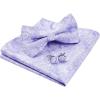 imageHISDERN Bow Ties for Men Solid Mens Bow Tie Pretied Adjustable Bowtie and Pocket Square Cufflinks Set for Wedding Party PromG3 Lavender Paisley