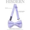 imageHISDERN Bow Ties for Men Solid Mens Bow Tie Pretied Adjustable Bowtie and Pocket Square Cufflinks Set for Wedding Party PromG3 Lavender Paisley