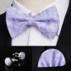 imageHISDERN Bow Ties for Men Solid Mens Bow Tie Pretied Adjustable Bowtie and Pocket Square Cufflinks Set for Wedding Party PromG3 Lavender Paisley