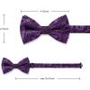 imageHISDERN Bow Ties for Men Solid Mens Bow Tie Pretied Adjustable Bowtie and Pocket Square Cufflinks Set for Wedding Party PromG4 Dark Purple Paisley