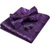 imageHISDERN Bow Ties for Men Solid Mens Bow Tie Pretied Adjustable Bowtie and Pocket Square Cufflinks Set for Wedding Party PromG4 Dark Purple Paisley