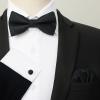 imageHISDERN Bow Ties for Men Solid Mens Bow Tie Pretied Adjustable Bowtie and Pocket Square Cufflinks Set for Wedding Party PromH1black
