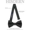 imageHISDERN Bow Ties for Men Solid Mens Bow Tie Pretied Adjustable Bowtie and Pocket Square Cufflinks Set for Wedding Party PromH1black