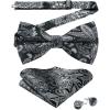 imageHISDERN Bow Ties for Men Solid Mens Bow Tie Pretied Adjustable Bowtie and Pocket Square Cufflinks Set for Wedding Party PromH3black Paisley