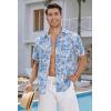 imageHawaiian Shirt for Men Casual Summer Short Sleeve Beach Vacation Aloha Hawaii Button Down Shirt HolidayA2blue