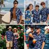imageHawaiian Shirt for Men Casual Summer Short Sleeve Beach Vacation Aloha Hawaii Button Down Shirt HolidayB2navy Blue Black