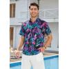 imageHawaiian Shirt for Men Casual Summer Short Sleeve Beach Vacation Aloha Hawaii Button Down Shirt HolidayB3purple Black