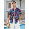 imageHawaiian Shirt for Men Casual Summer Short Sleeve Beach Vacation Aloha Hawaii Button Down Shirt HolidayB3purple Black