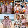 imageHawaiian Shirt for Men Casual Summer Short Sleeve Beach Vacation Aloha Hawaii Button Down Shirt HolidayC2pink Floral
