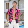 imageHawaiian Shirt for Men Casual Summer Short Sleeve Beach Vacation Aloha Hawaii Button Down Shirt HolidayD1hot Pink Black