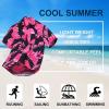 imageHawaiian Shirt for Men Casual Summer Short Sleeve Beach Vacation Aloha Hawaii Button Down Shirt HolidayD1hot Pink Black