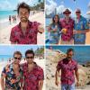 imageHawaiian Shirt for Men Casual Summer Short Sleeve Beach Vacation Aloha Hawaii Button Down Shirt HolidayD2hot Pink Black