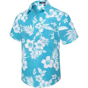 imageHawaiian Shirt for Men Casual Summer Short Sleeve Beach Vacation Aloha Hawaii Button Down Shirt HolidayA1blue