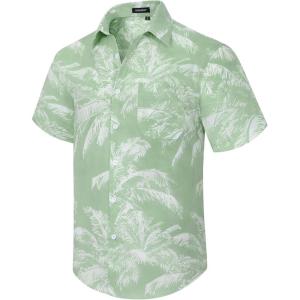 imageHawaiian Shirt for Men Casual Summer Short Sleeve Beach Vacation Aloha Hawaii Button Down Shirt HolidayC1sage Green