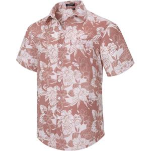 imageHawaiian Shirt for Men Casual Summer Short Sleeve Beach Vacation Aloha Hawaii Button Down Shirt HolidayC2pink Floral