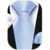 imageHISDERN Pre Tied Ties for Men Paisley Solid Striped Necktie and Pocket Square Cufflinks Set Formal Wedding Neck TieAlight BlueSolid