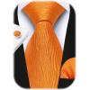 imageHISDERN Pre Tied Ties for Men Paisley Solid Striped Necktie and Pocket Square Cufflinks Set Formal Wedding Neck TieAorangeSolid