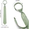 imageHISDERN Pre Tied Ties for Men Paisley Solid Striped Necktie and Pocket Square Cufflinks Set Formal Wedding Neck TieAsage GreenSolid