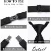 imageHISDERN Pre Tied Ties for Men Paisley Solid Striped Necktie and Pocket Square Cufflinks Set Formal Wedding Neck TieB1blackSolid