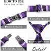 imageHISDERN Pre Tied Ties for Men Paisley Solid Striped Necktie and Pocket Square Cufflinks Set Formal Wedding Neck TieCpurpleStriped