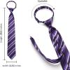 imageHISDERN Pre Tied Ties for Men Paisley Solid Striped Necktie and Pocket Square Cufflinks Set Formal Wedding Neck TieCpurpleStriped