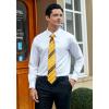 imageHISDERN Pre Tied Ties for Men Paisley Solid Striped Necktie and Pocket Square Cufflinks Set Formal Wedding Neck TieCyellowStriped
