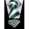 imageHISDERN Mens Tie Striped Ties and Handkerchief Set Business Formal Woven Pocket Square Wedding College Stripe NecktieAgreen White