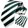 imageHISDERN Mens Tie Striped Ties and Handkerchief Set Business Formal Woven Pocket Square Wedding College Stripe NecktieAgreen White