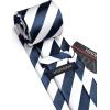 imageHISDERN Mens Tie Striped Ties and Handkerchief Set Business Formal Woven Pocket Square Wedding College Stripe NecktieAnavy Blue White