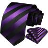 imageHISDERN Mens Tie Striped Ties and Handkerchief Set Business Formal Woven Pocket Square Wedding College Stripe NecktieApurple