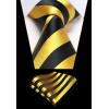 imageHISDERN Mens Tie Striped Ties and Handkerchief Set Business Formal Woven Pocket Square Wedding College Stripe NecktieAyellow Black